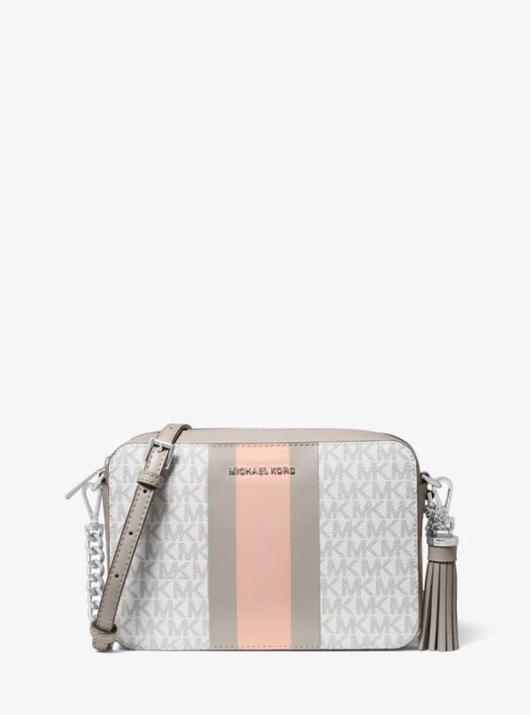 Damske Spojková Taška Michael Kors Ginny Medium Logo Stripe Siva - Kabelky Michael Kors Obchod | AKNZD-3256